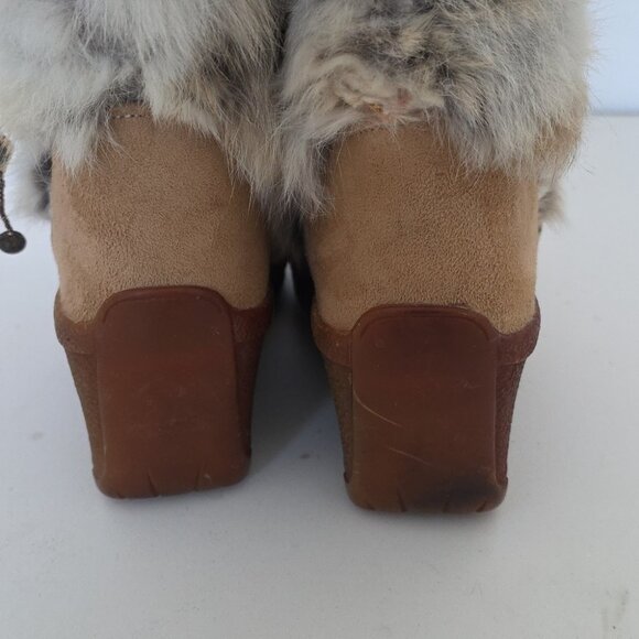 NIS | Beaded Rabbit fur boots Suede Rubber Outer Sole Italian Sz 36 - Picture 4 of 6